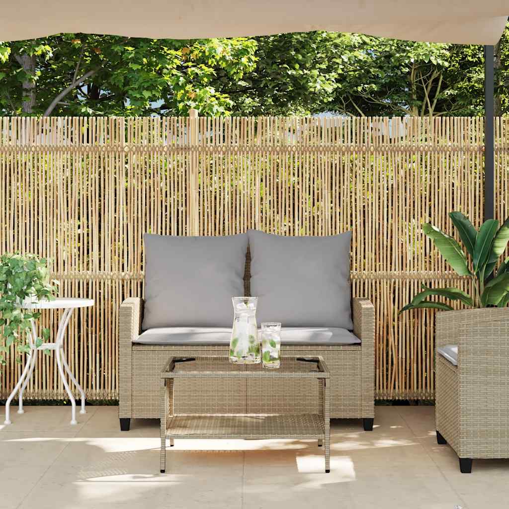 Tuinbank 2-zits met kussens & tafel poly rattan beige is nu te koop bij PeponiXL, paradijselijk wonen!