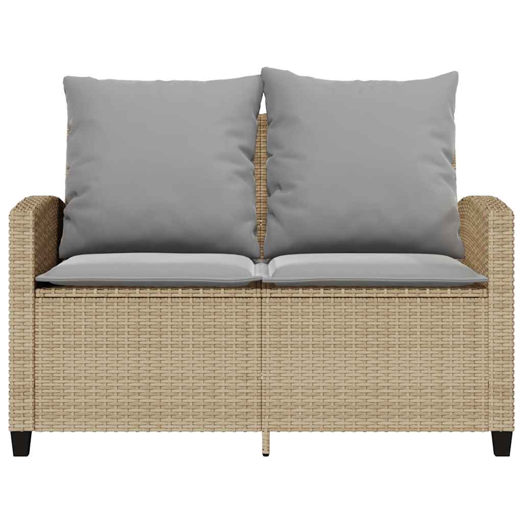 Tuinbank 2-zits met kussens & tafel poly rattan beige is nu te koop bij PeponiXL, paradijselijk wonen!