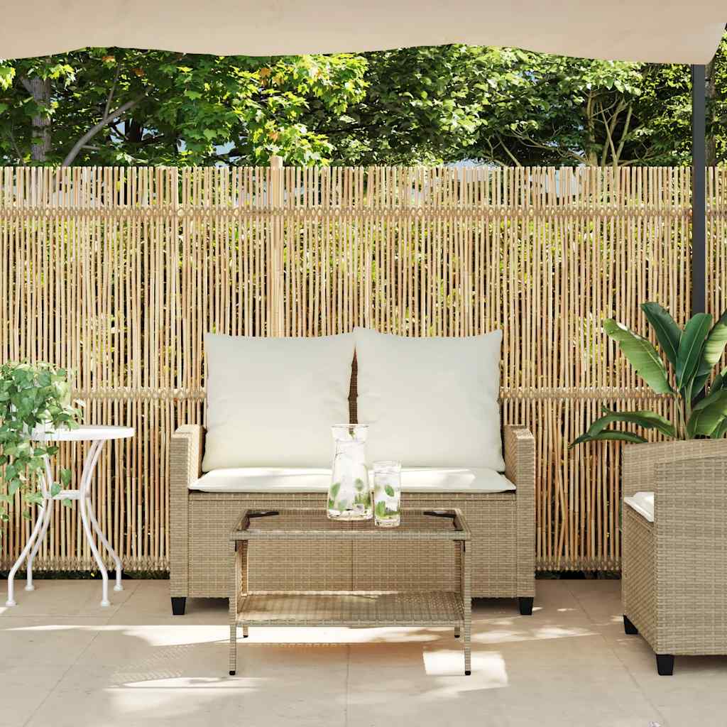 Tuinbank 2-zits met kussens & tafel poly rattan beige is nu te koop bij PeponiXL, paradijselijk wonen!