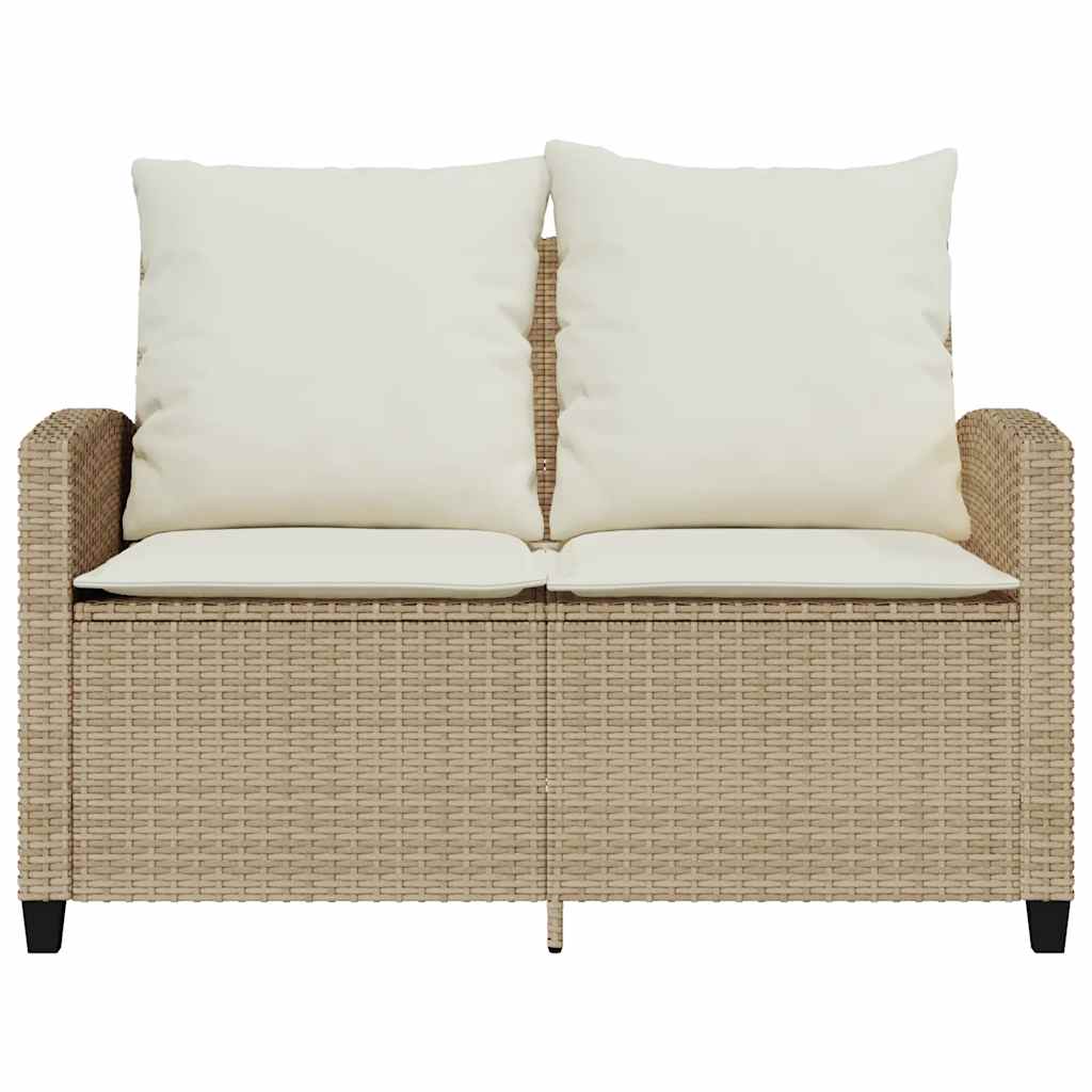 Tuinbank 2-zits met kussens & tafel poly rattan beige is nu te koop bij PeponiXL, paradijselijk wonen!