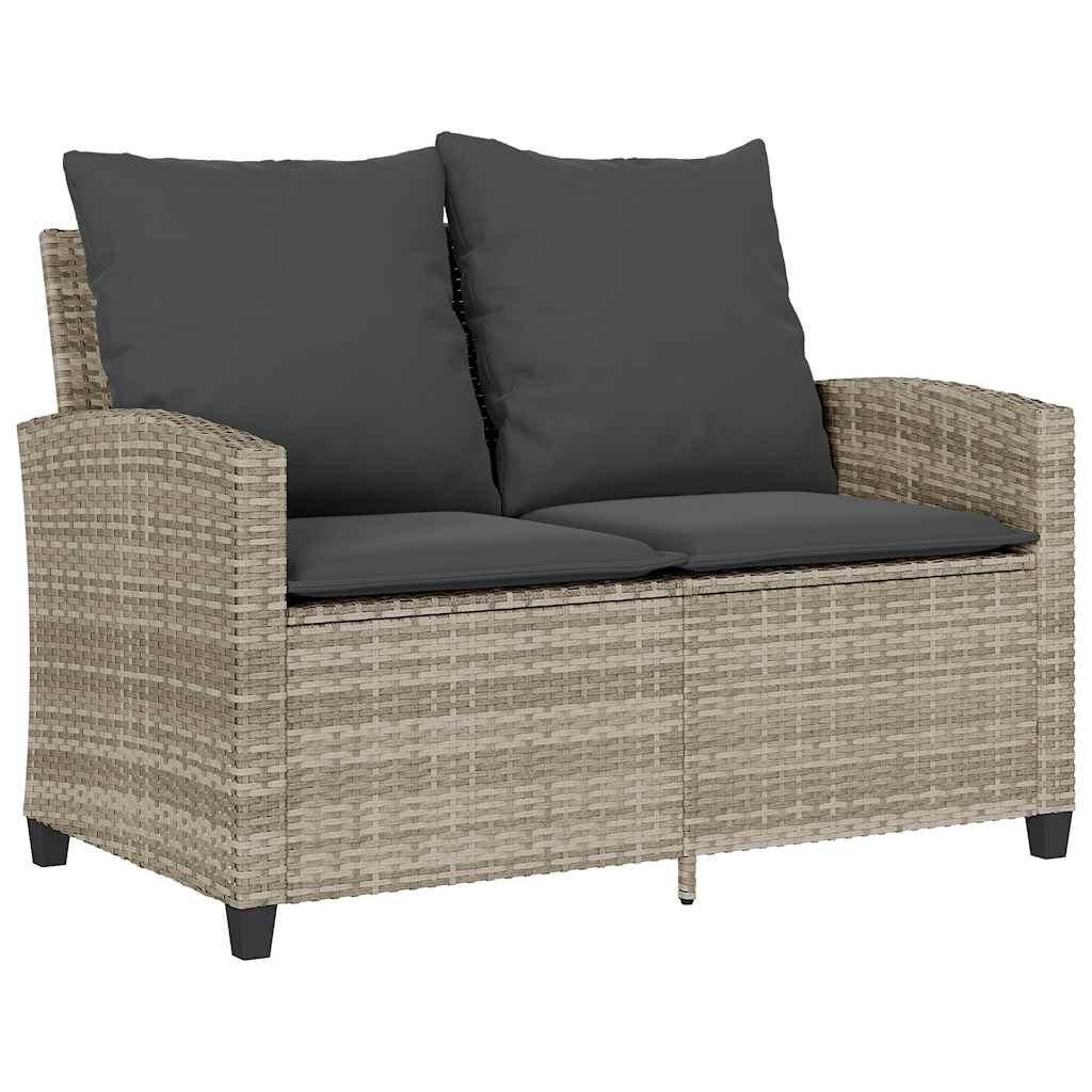 Tuinbank 2-zits met kussens & tafel poly rattan lichtgrijs is nu te koop bij PeponiXL, paradijselijk wonen!