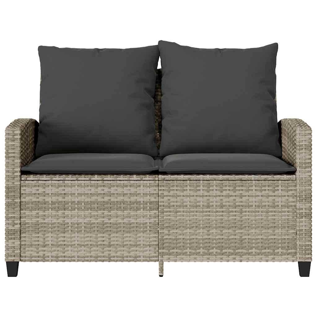 Tuinbank 2-zits met kussens & tafel poly rattan lichtgrijs is nu te koop bij PeponiXL, paradijselijk wonen!