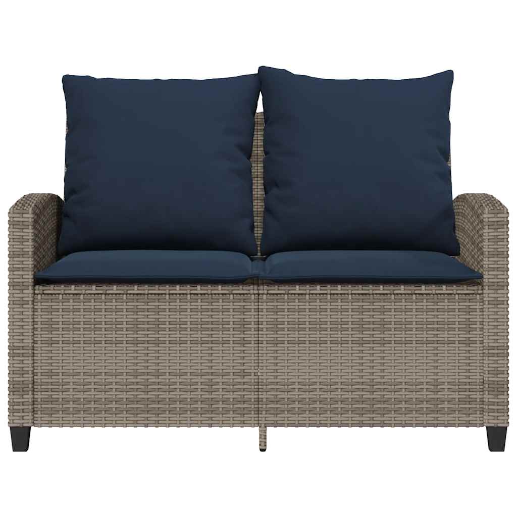 Tuinbank 2-zits met kussens & tafel poly rattan grijs is nu te koop bij PeponiXL, paradijselijk wonen!