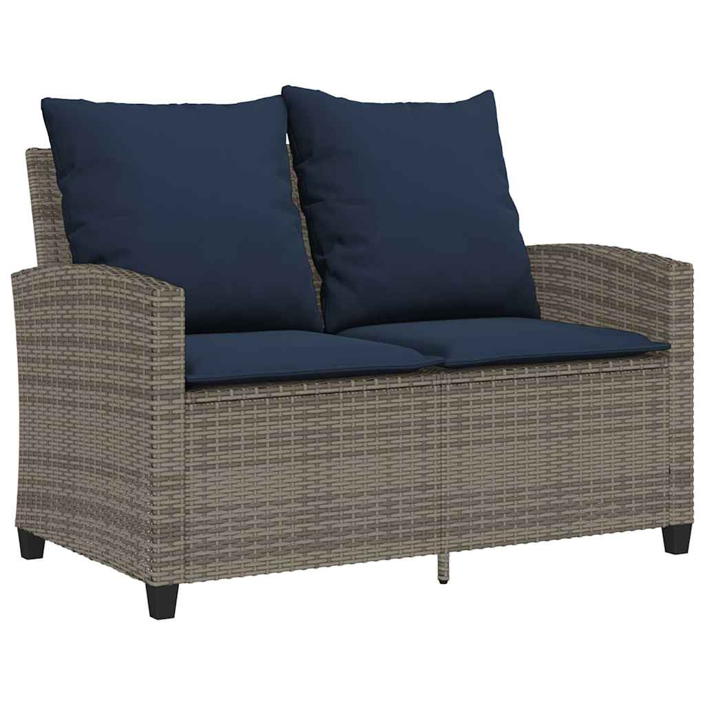 Tuinbank 2-zits met kussens & tafel poly rattan grijs is nu te koop bij PeponiXL, paradijselijk wonen!