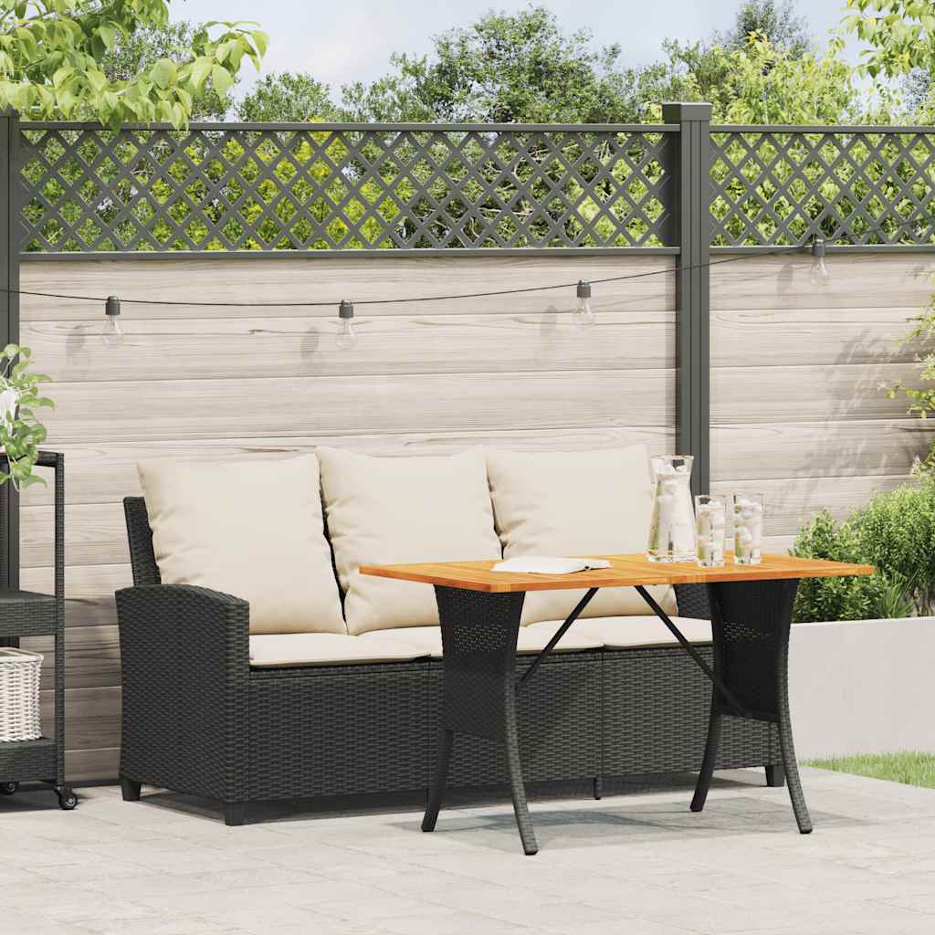 Tuinbank 3-zits met kussens & tafel poly rattan zwart is nu te koop bij PeponiXL, paradijselijk wonen!