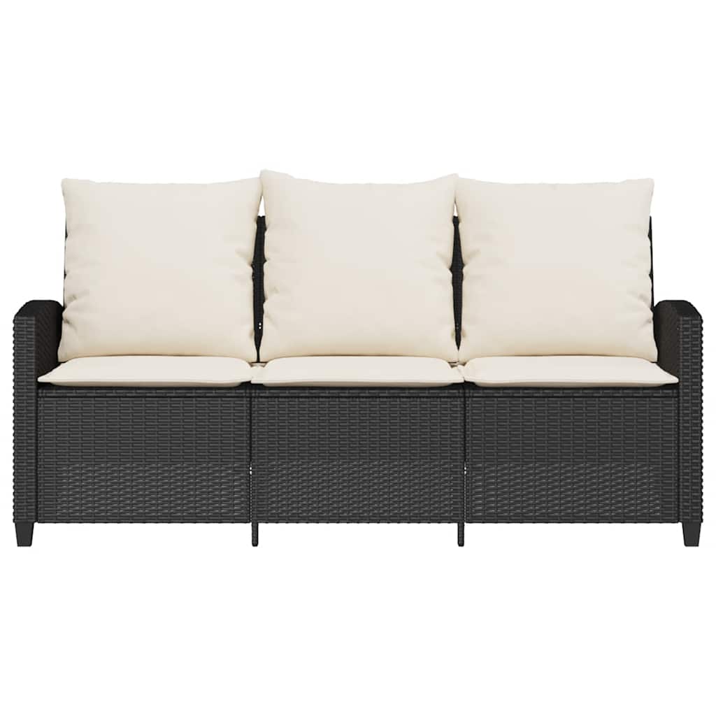 Tuinbank 3-zits met kussens & tafel poly rattan zwart is nu te koop bij PeponiXL, paradijselijk wonen!