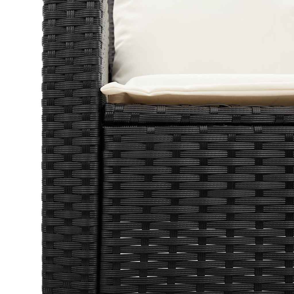 Tuinbank 3-zits met kussens & tafel poly rattan zwart is nu te koop bij PeponiXL, paradijselijk wonen!