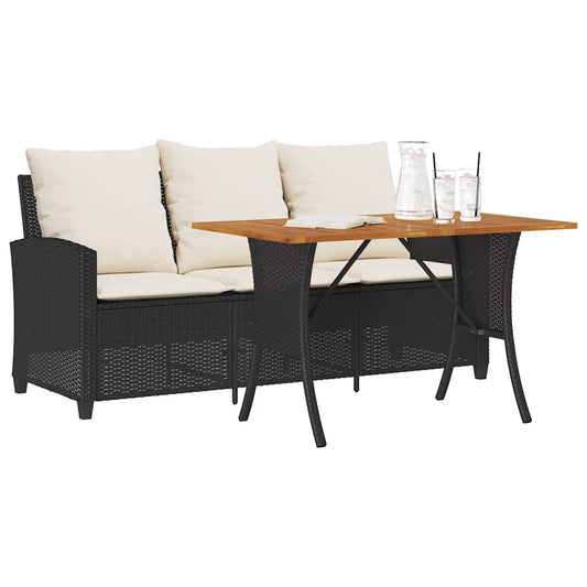 Tuinbank 3-zits met kussens & tafel poly rattan zwart is nu te koop bij PeponiXL, paradijselijk wonen!