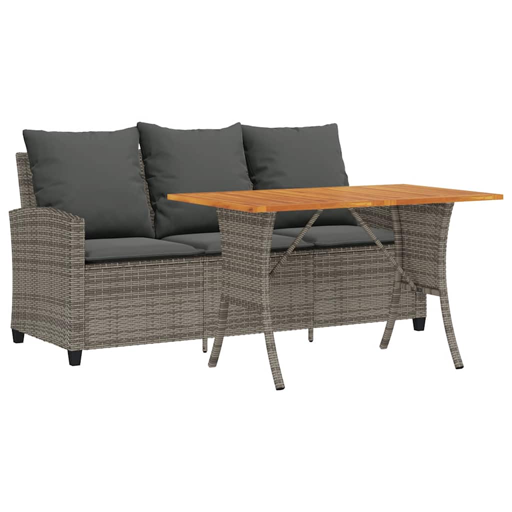 Tuinbank 3-zits met kussens & tafel poly rattan grijs is nu te koop bij PeponiXL, paradijselijk wonen!