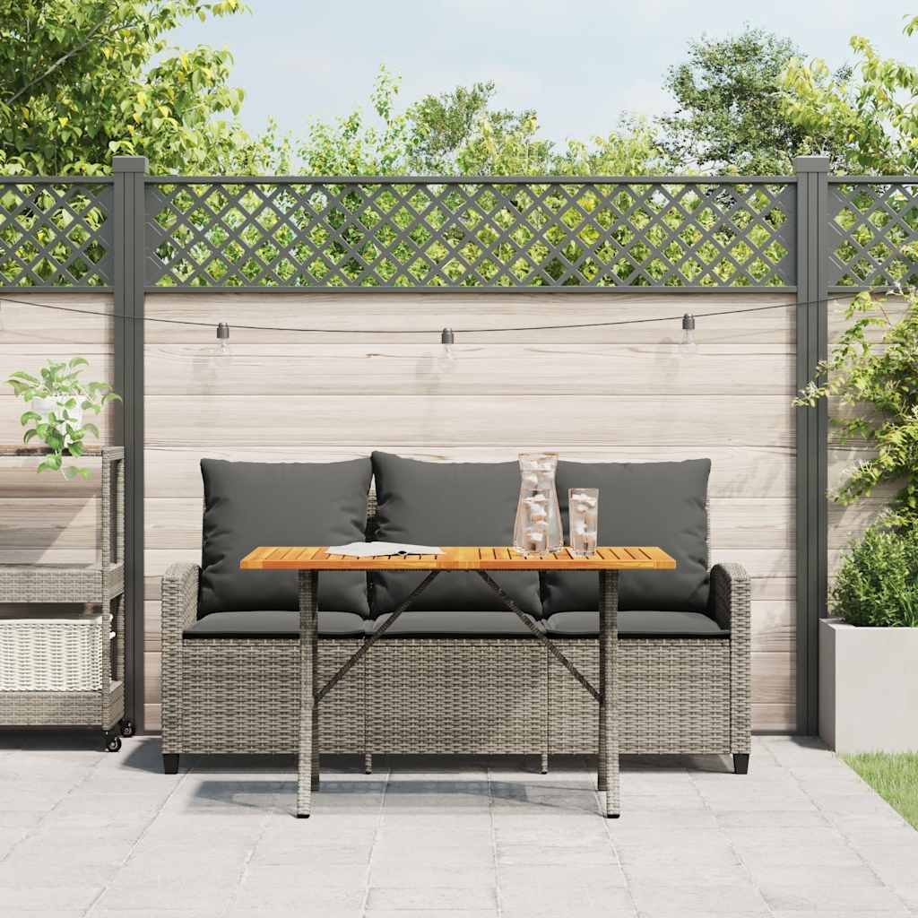 Tuinbank 3-zits met kussens & tafel poly rattan grijs is nu te koop bij PeponiXL, paradijselijk wonen!