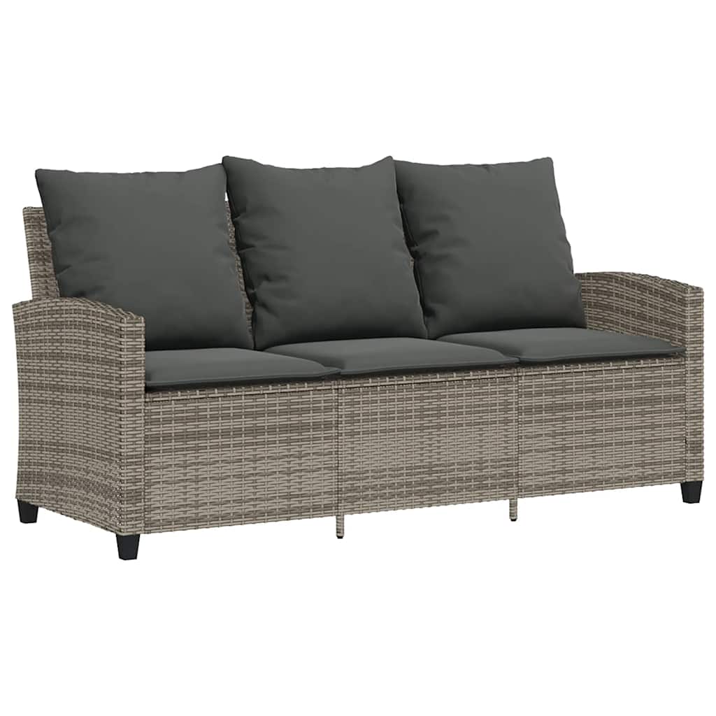 Tuinbank 3-zits met kussens & tafel poly rattan grijs is nu te koop bij PeponiXL, paradijselijk wonen!