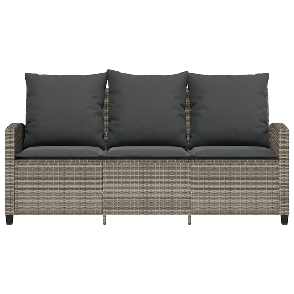Tuinbank 3-zits met kussens & tafel poly rattan grijs is nu te koop bij PeponiXL, paradijselijk wonen!