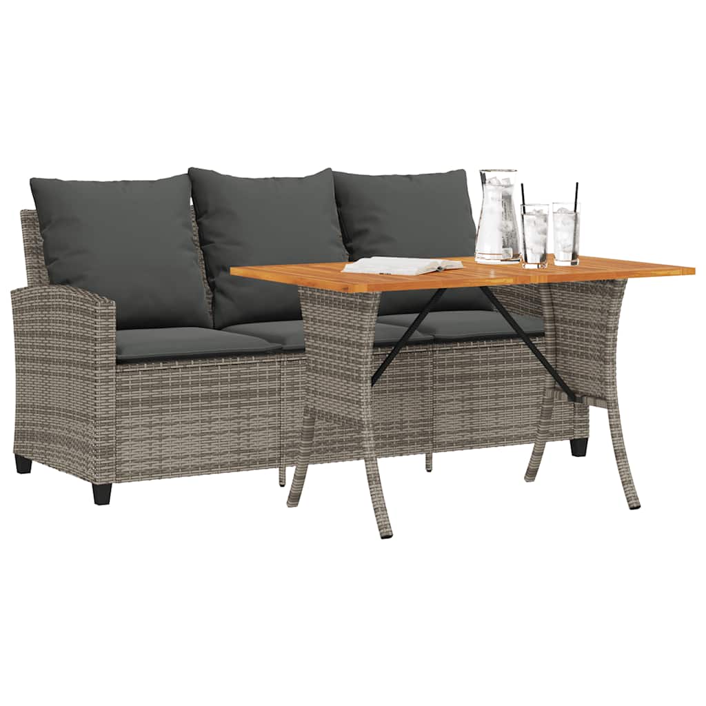 Tuinbank 3-zits met kussens & tafel poly rattan grijs is nu te koop bij PeponiXL, paradijselijk wonen!