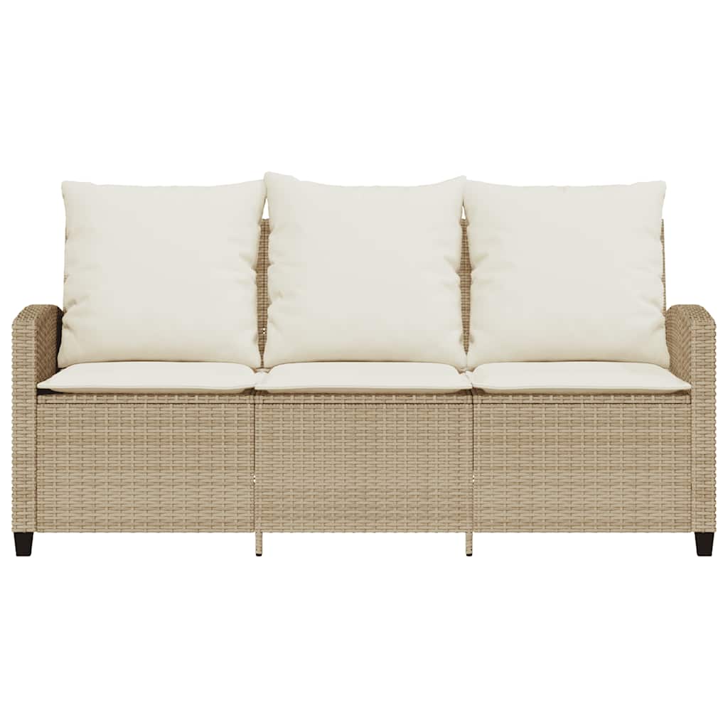 Tuinbank 3-zits met kussens & tafel poly rattan beige is nu te koop bij PeponiXL, paradijselijk wonen!