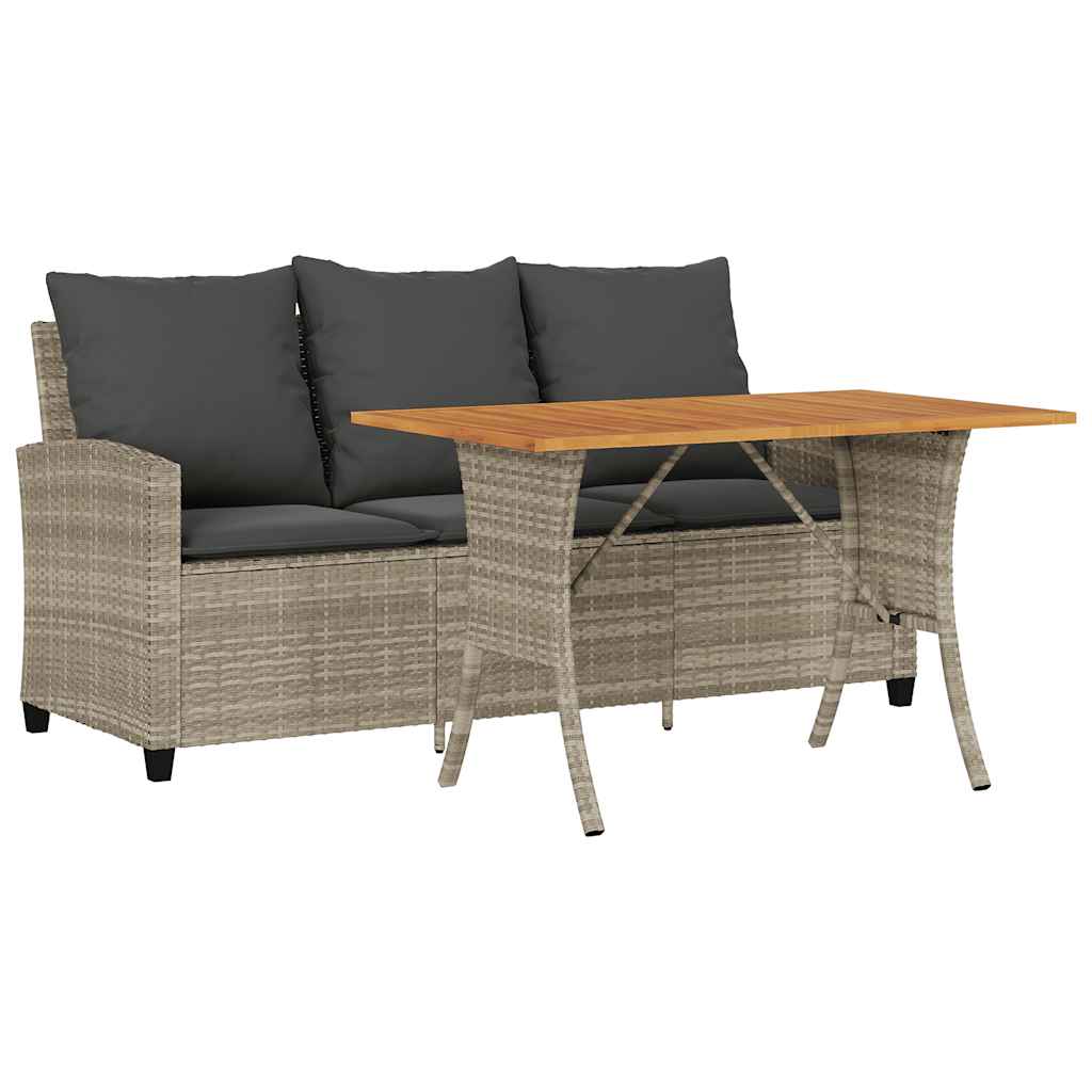 Tuinbank 3-zits met kussens & tafel poly rattan lichtgrijs is nu te koop bij PeponiXL, paradijselijk wonen!