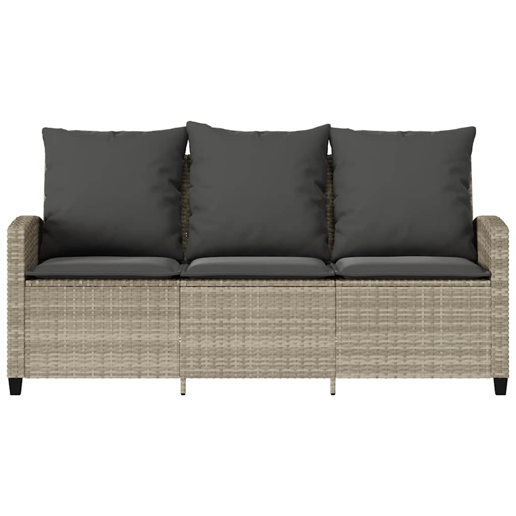 Tuinbank 3-zits met kussens & tafel poly rattan lichtgrijs is nu te koop bij PeponiXL, paradijselijk wonen!