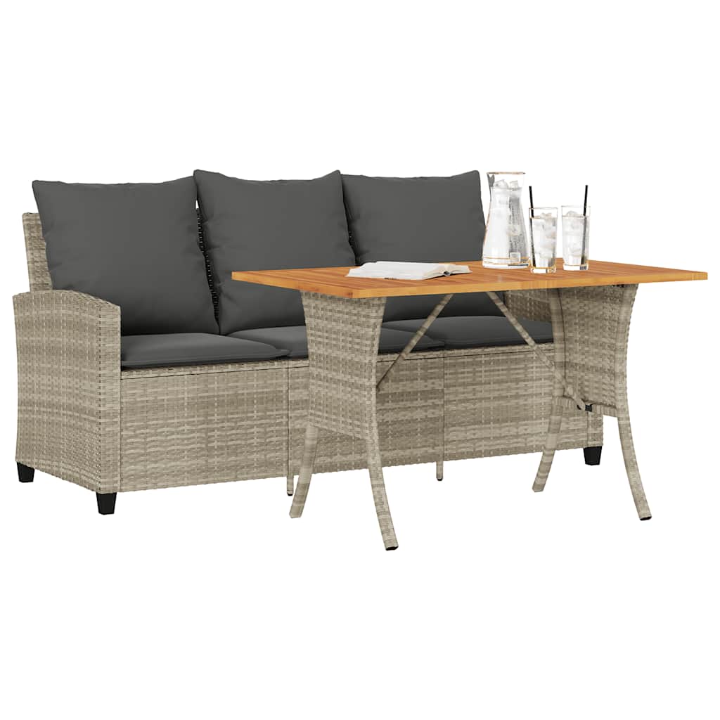 Tuinbank 3-zits met kussens & tafel poly rattan lichtgrijs is nu te koop bij PeponiXL, paradijselijk wonen!