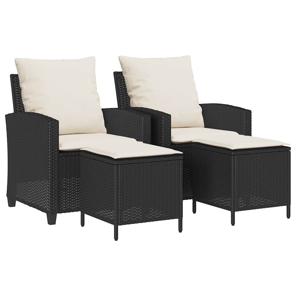 4-delige tuinbankset met kussens, zwart polyrotan is nu te koop bij PeponiXL, paradijselijk wonen!