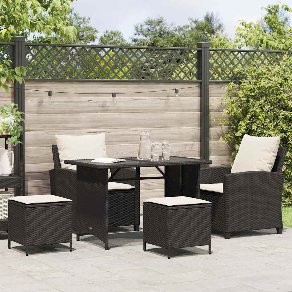 4-delige tuinbankset met kussens, zwart polyrotan is nu te koop bij PeponiXL, paradijselijk wonen!