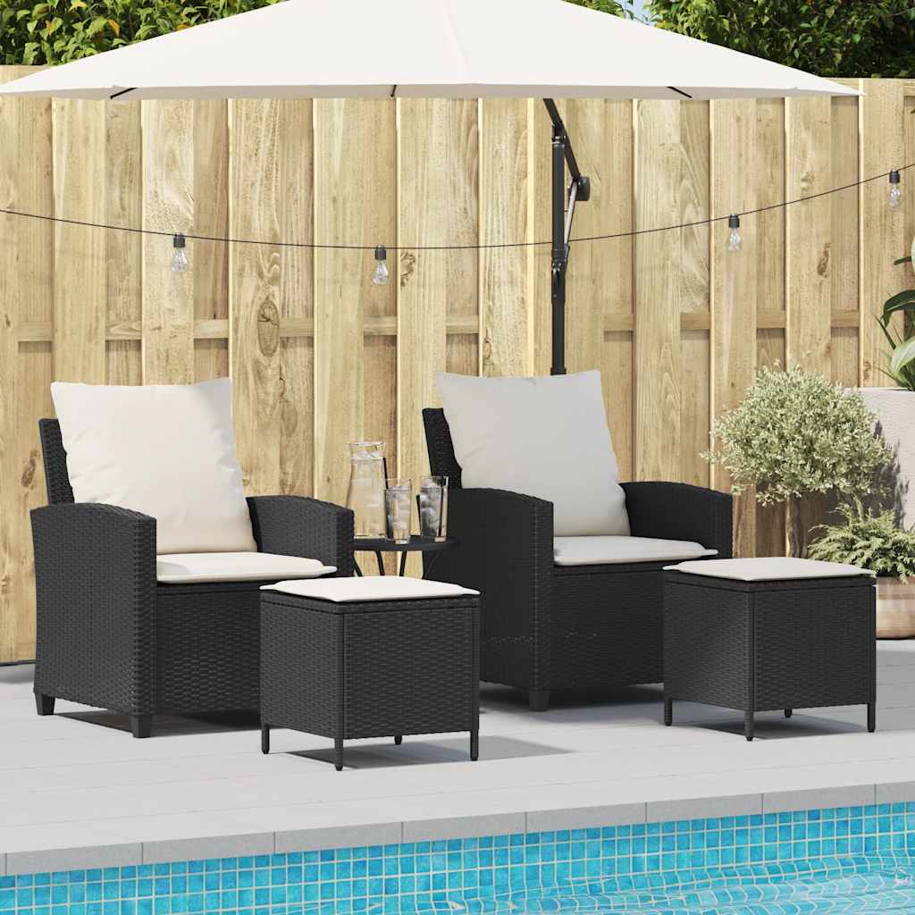 4-delige tuinbankset met kussens, zwart polyrotan is nu te koop bij PeponiXL, paradijselijk wonen!