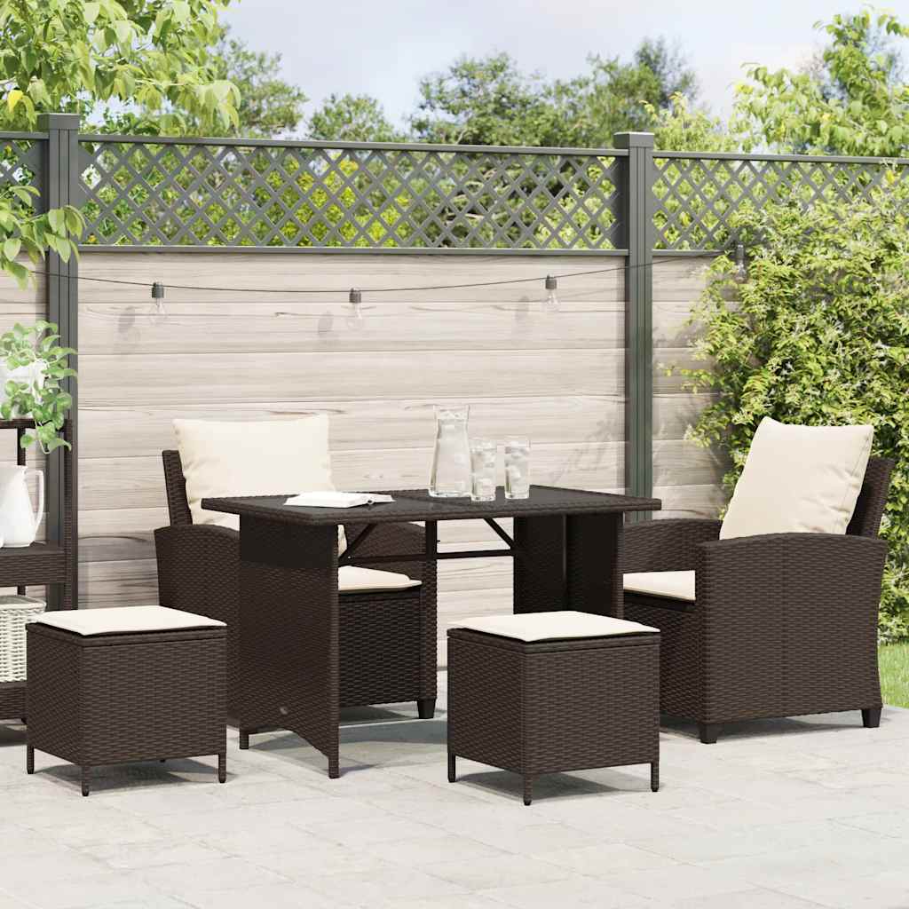 4-delige tuinbankset met kussens, bruin polyrotan is nu te koop bij PeponiXL, paradijselijk wonen!