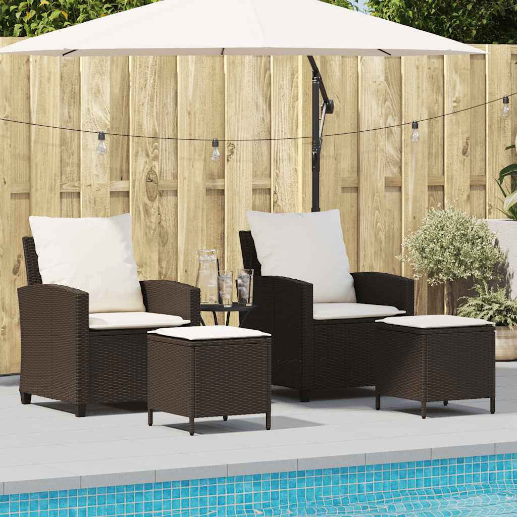 4-delige tuinbankset met kussens, bruin polyrotan is nu te koop bij PeponiXL, paradijselijk wonen!