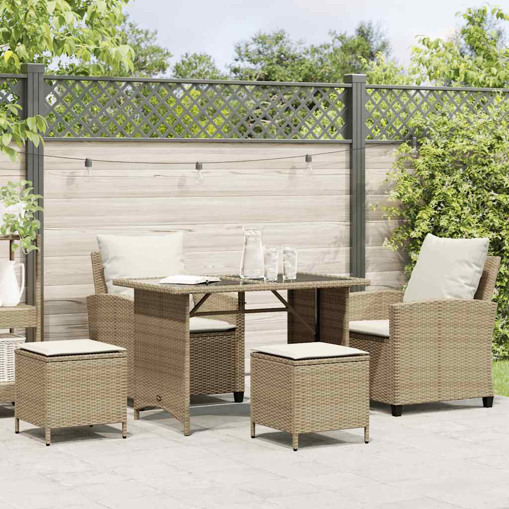 4-delige tuinbankset met kussens beige polyrotan is nu te koop bij PeponiXL, paradijselijk wonen!