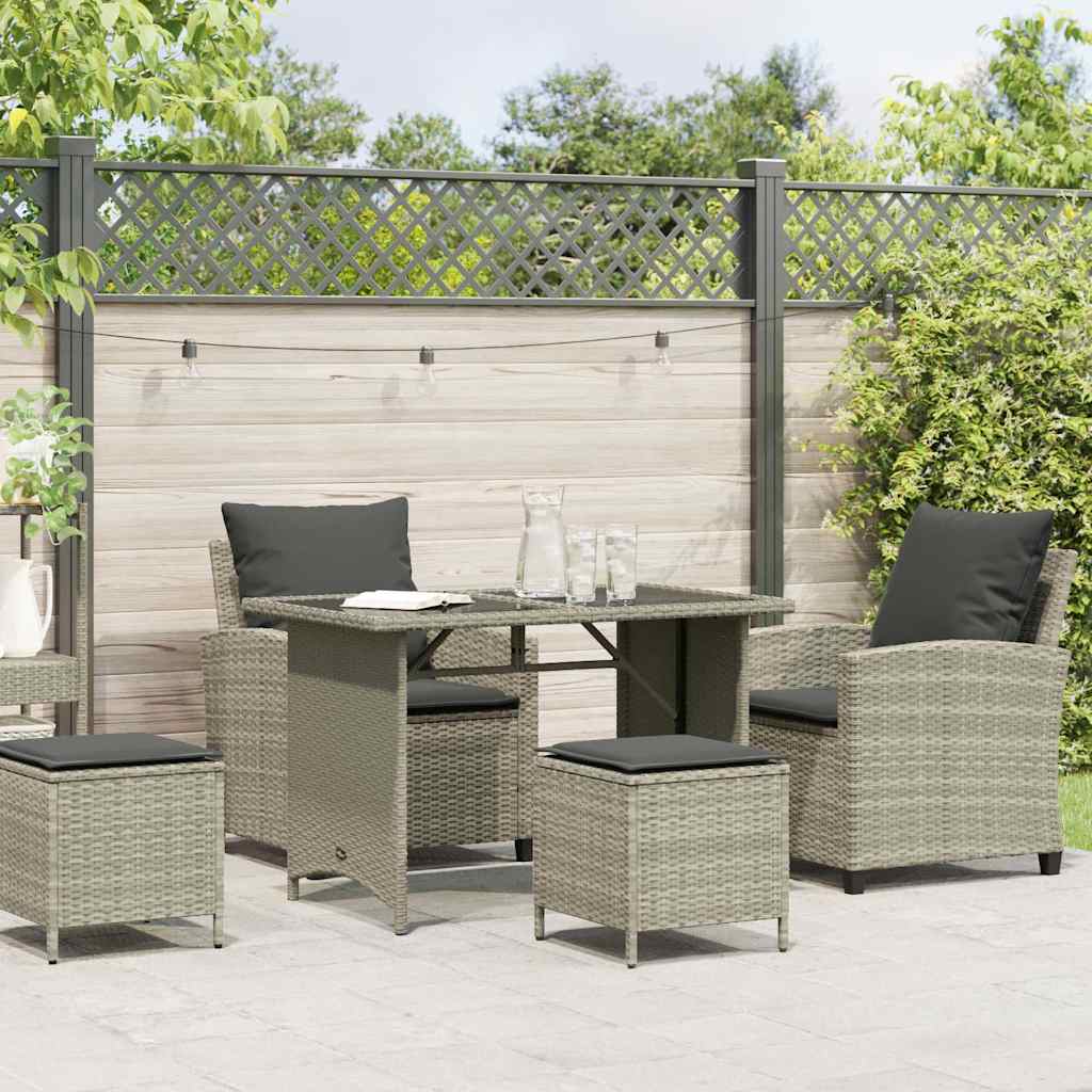 4-delige tuinbankset met kussens, lichtgrijs polyrotan is nu te koop bij PeponiXL, paradijselijk wonen!