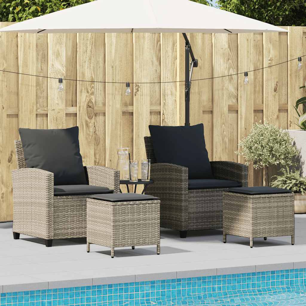 4-delige tuinbankset met kussens, lichtgrijs polyrotan is nu te koop bij PeponiXL, paradijselijk wonen!