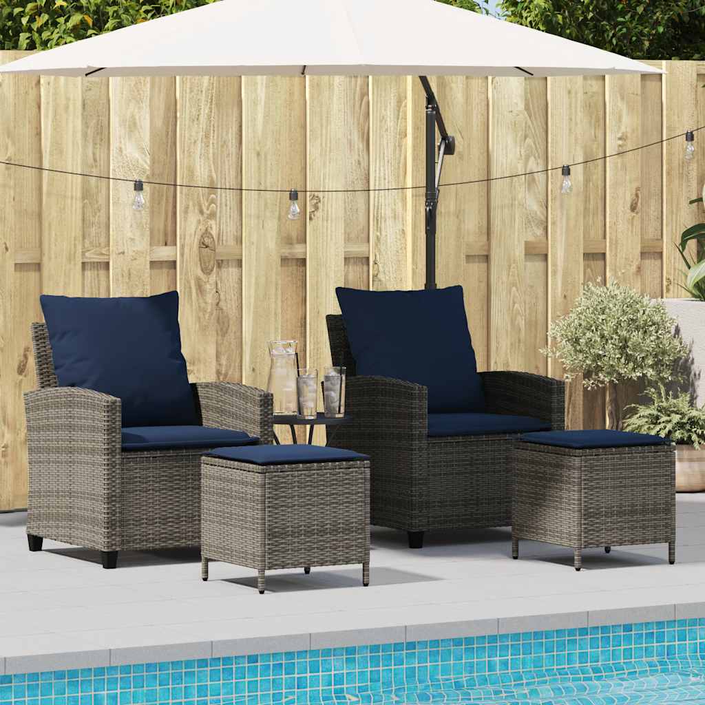 4-delige tuinbankset met kussens, grijs polyrotan is nu te koop bij PeponiXL, paradijselijk wonen!