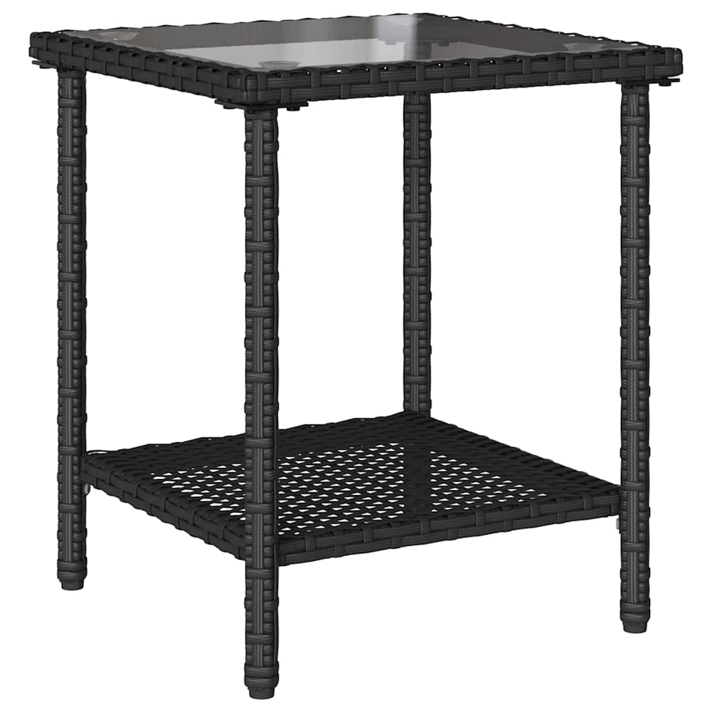 Tuinbank met tafel en kussens L-vormig zwart polyrotan is nu te koop bij PeponiXL, paradijselijk wonen!