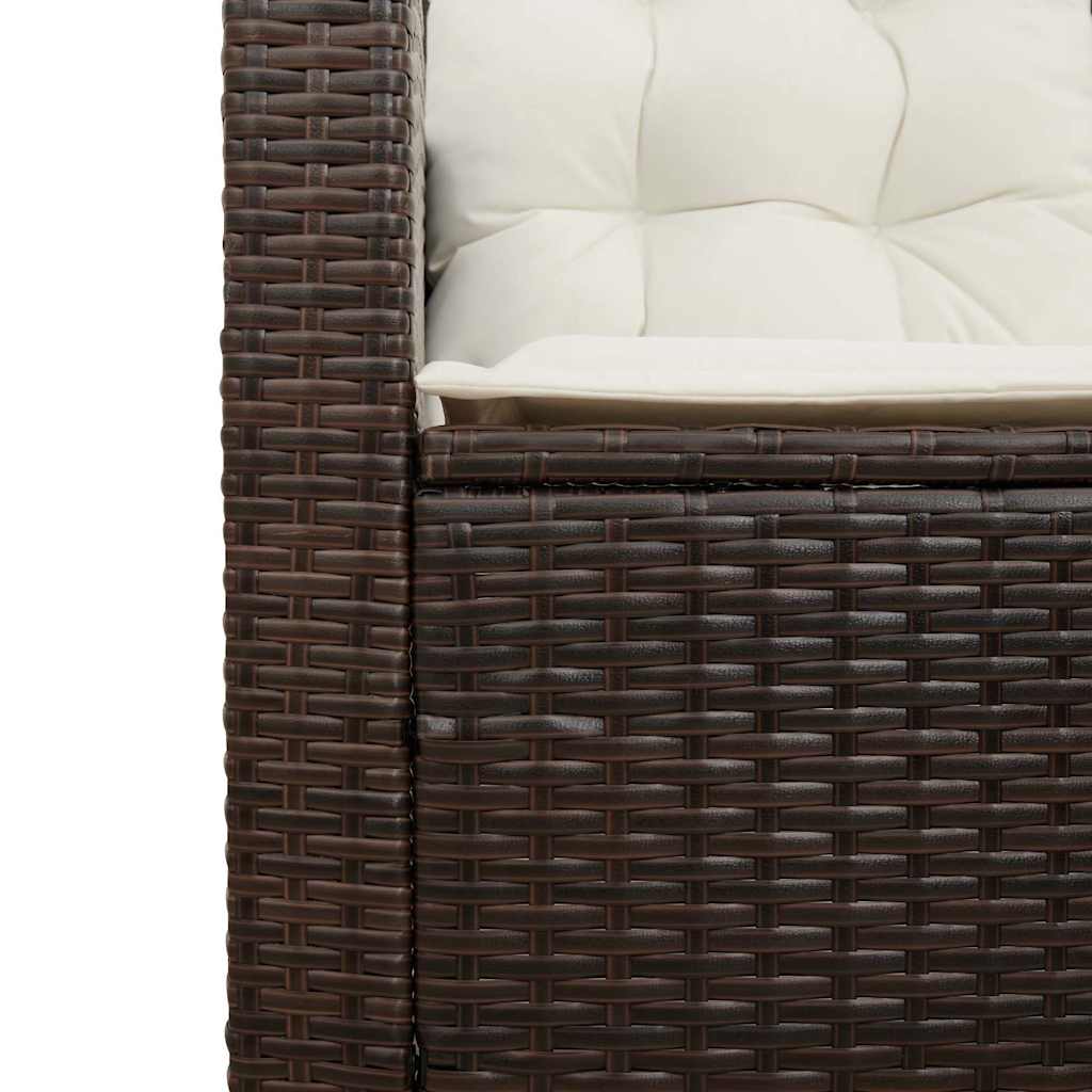 Tuinbank met tafel en kussens L-vormig bruin polyrotan is nu te koop bij PeponiXL, paradijselijk wonen!