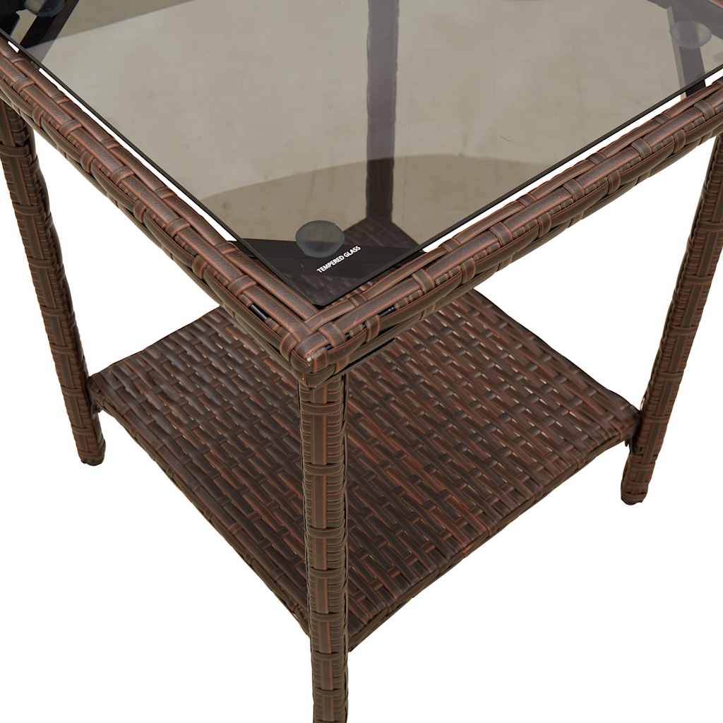 Tuinbank met tafel en kussens L-vormig bruin polyrotan is nu te koop bij PeponiXL, paradijselijk wonen!