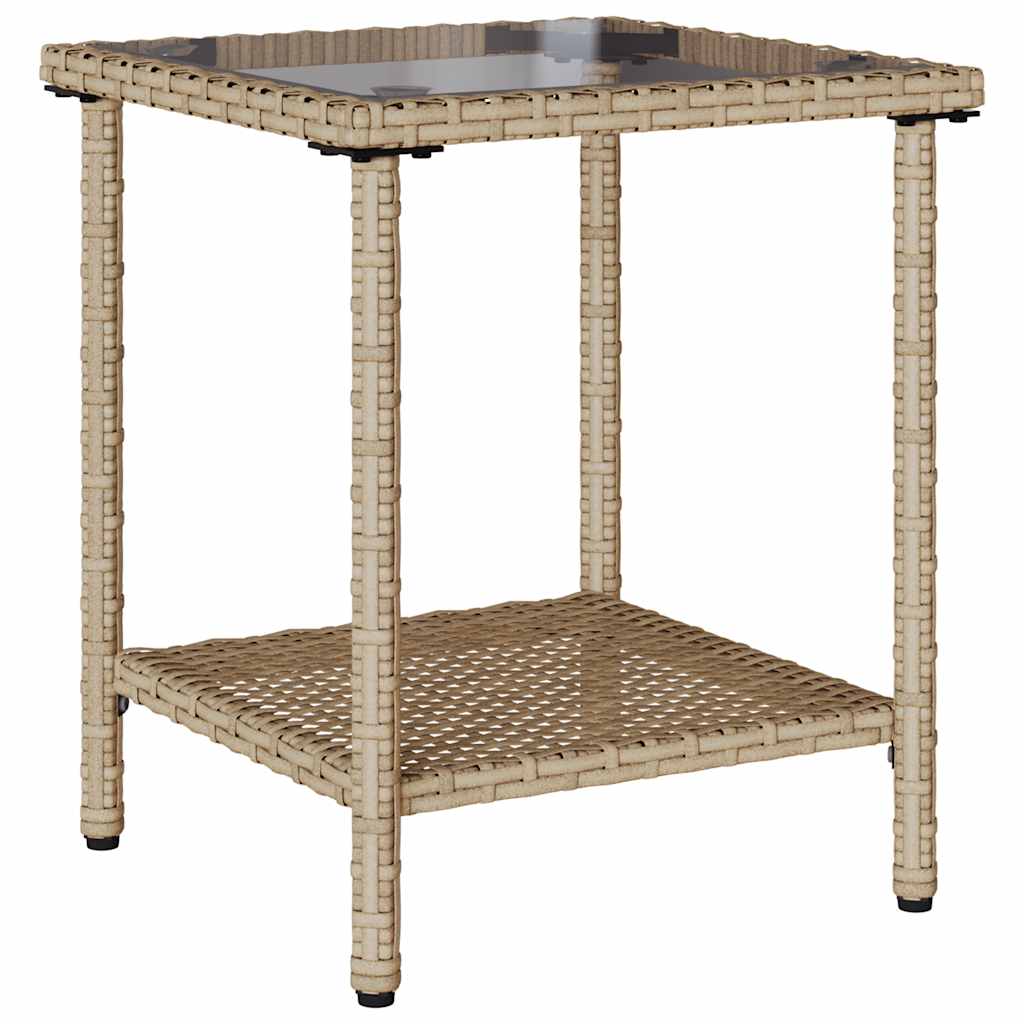 Tuinbank met tafel en kussens L-vormig beige poly rattan is nu te koop bij PeponiXL, paradijselijk wonen!