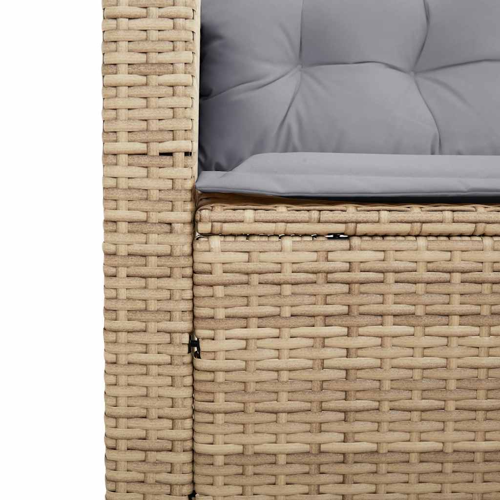 Tuinbank met tafel en kussens L-vormig beige poly rattan is nu te koop bij PeponiXL, paradijselijk wonen!
