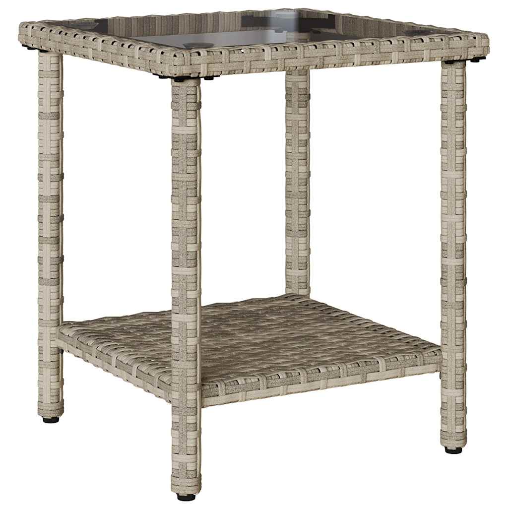 Tuinbank met tafel en kussens L-vormig poly rattan lichtgrijs is nu te koop bij PeponiXL, paradijselijk wonen!