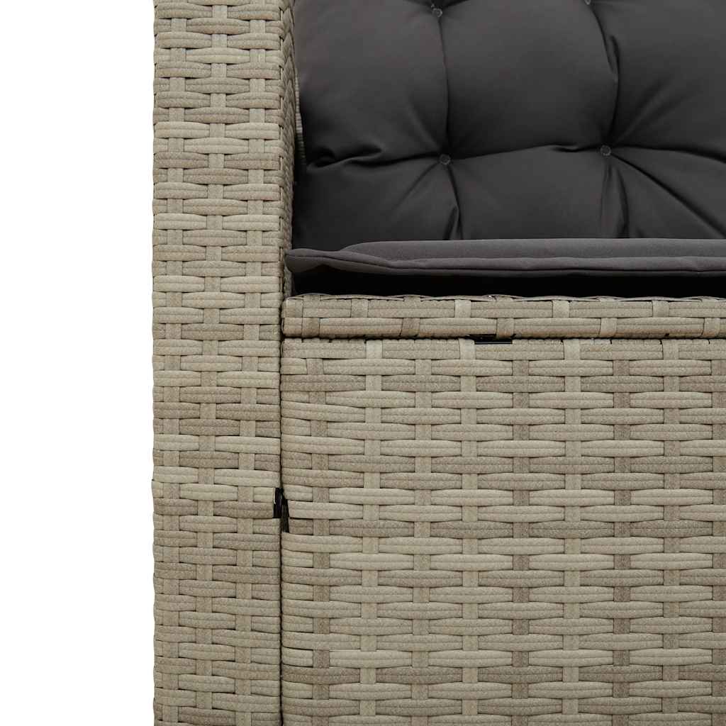 Tuinbank met tafel en kussens L-vormig poly rattan lichtgrijs is nu te koop bij PeponiXL, paradijselijk wonen!