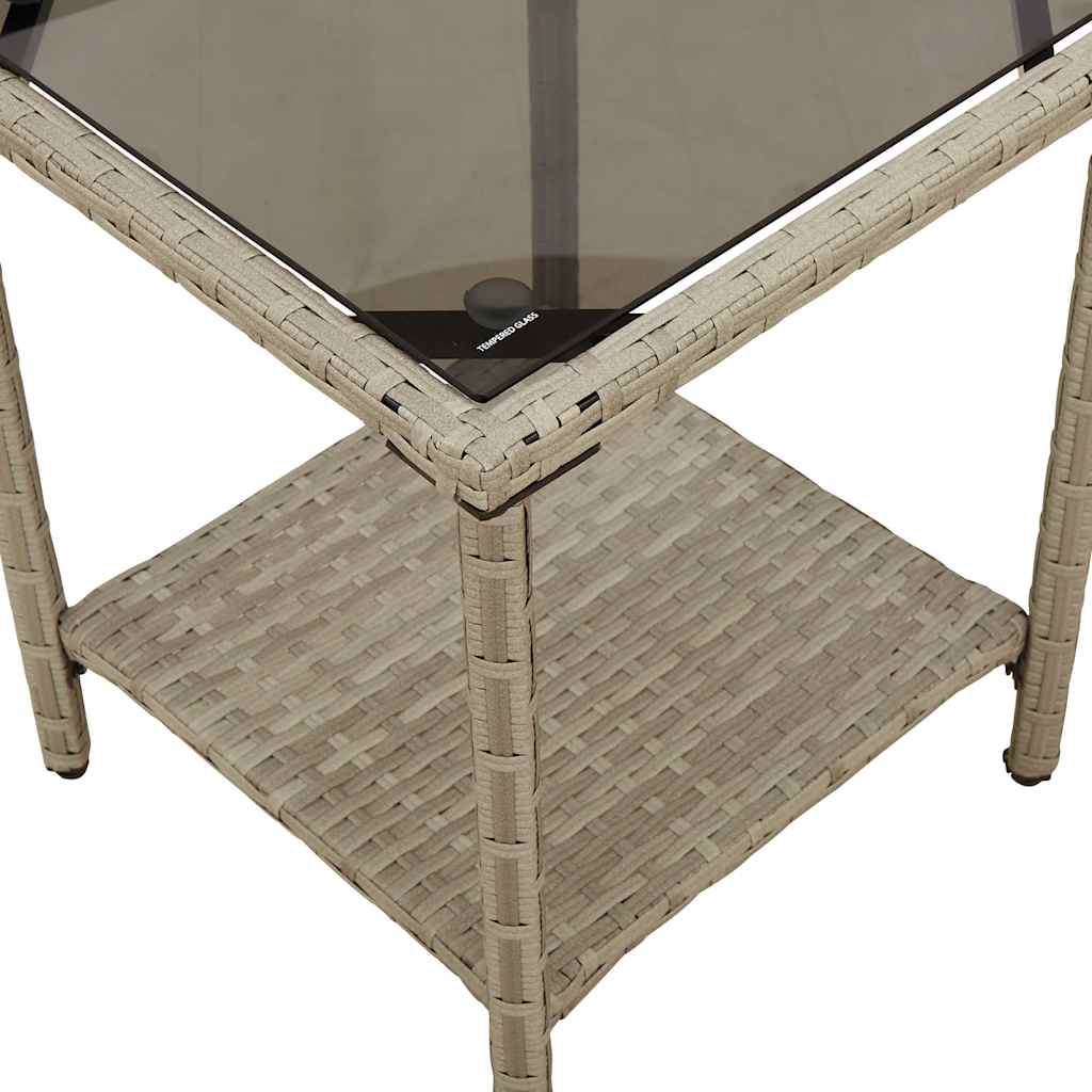 Tuinbank met tafel en kussens L-vormig poly rattan lichtgrijs is nu te koop bij PeponiXL, paradijselijk wonen!