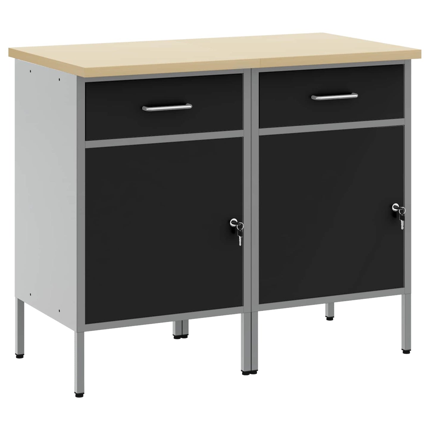 Werk kast met lade 2 pcs Zwart en Grijs 100 x 55 x 85 cm is nu te koop bij PeponiXL, paradijselijk wonen!