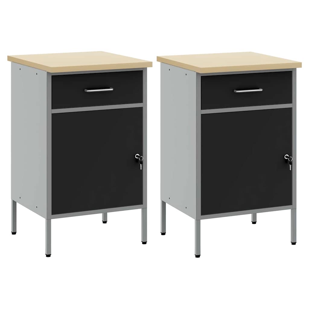 Werk kast met lade 2 pcs Zwart en Grijs 100 x 55 x 85 cm is nu te koop bij PeponiXL, paradijselijk wonen!