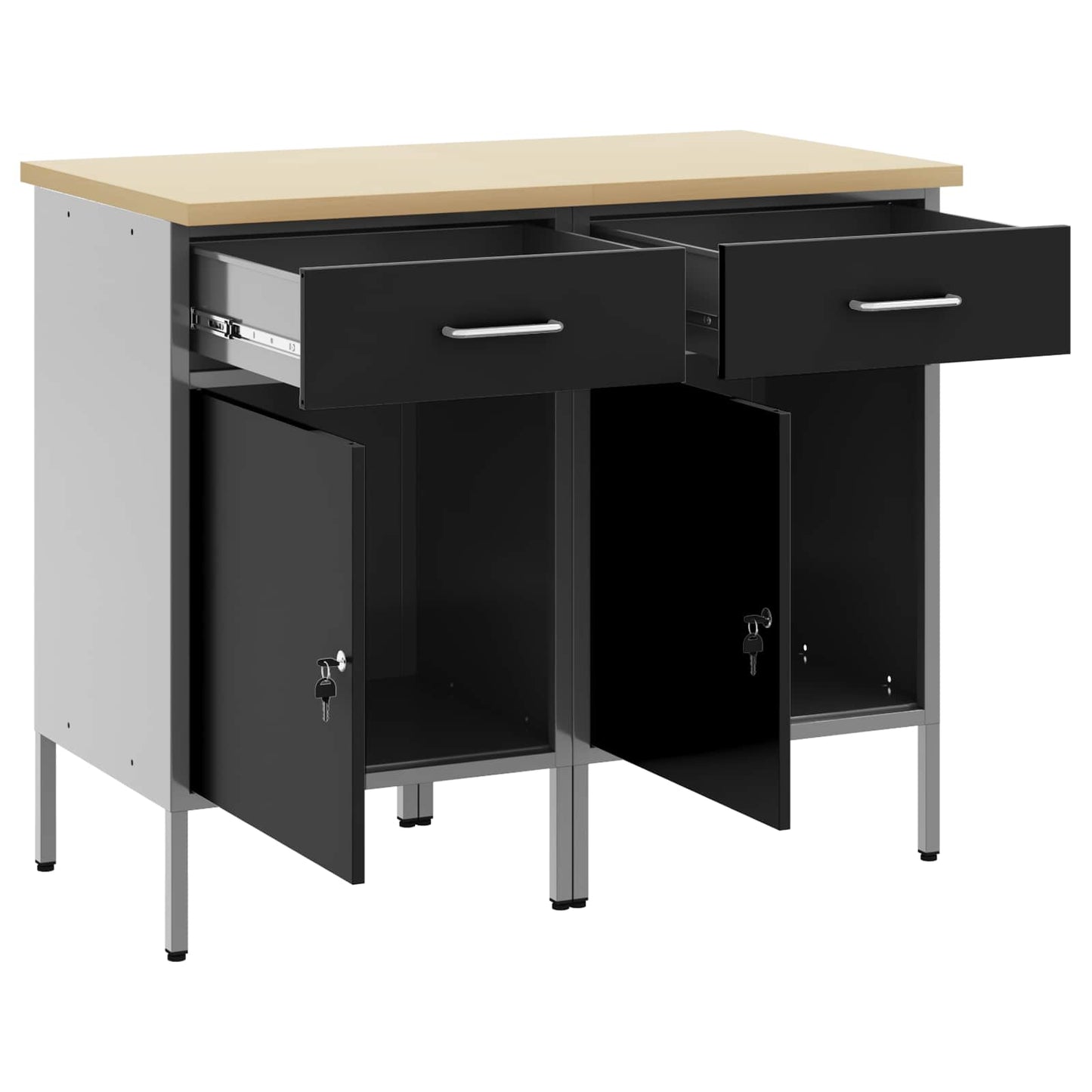 Werk kast met lade 2 pcs Zwart en Grijs 100 x 55 x 85 cm is nu te koop bij PeponiXL, paradijselijk wonen!