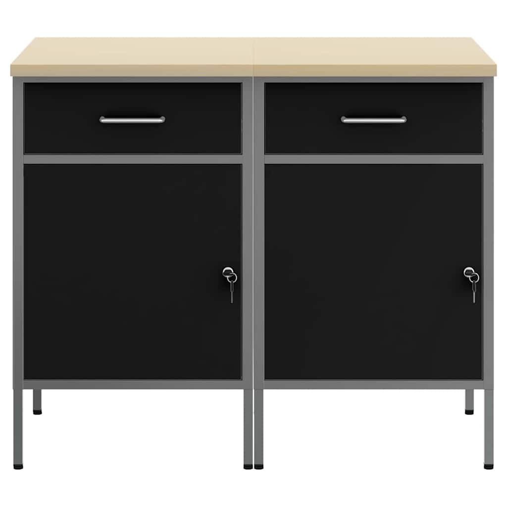 Werk kast met lade 2 pcs Zwart en Grijs 100 x 55 x 85 cm is nu te koop bij PeponiXL, paradijselijk wonen!