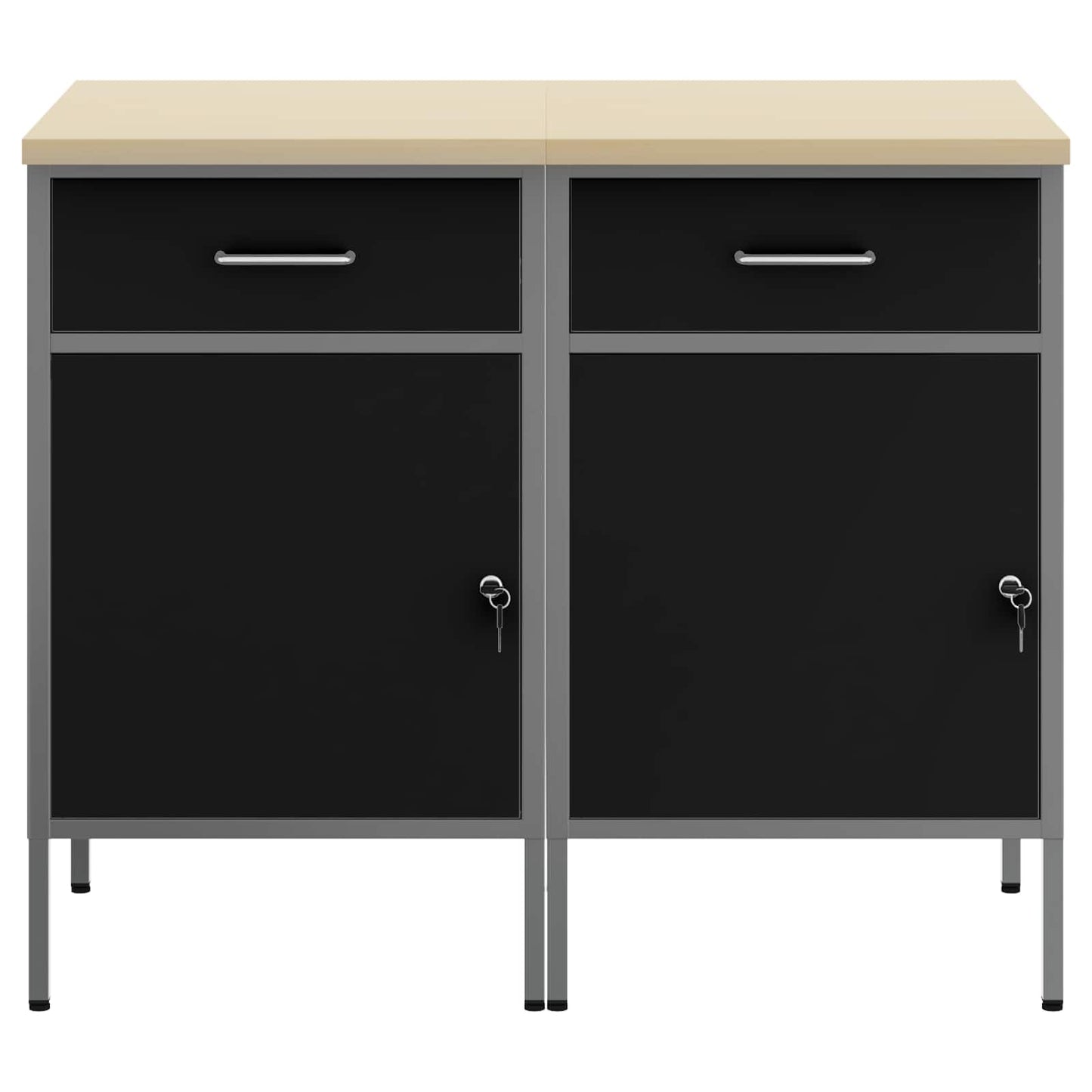 Werk kast met lade 2 pcs Zwart en Grijs 100 x 55 x 85 cm is nu te koop bij PeponiXL, paradijselijk wonen!