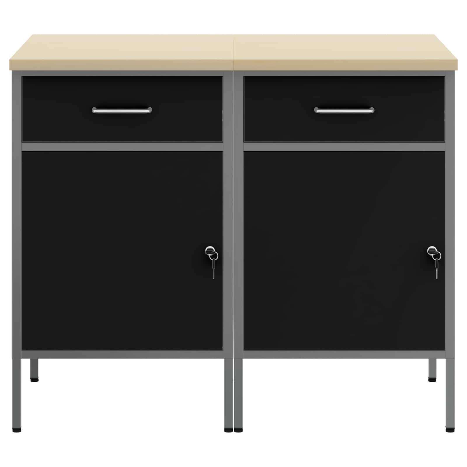 Werk kast met lade 2 pcs Zwart en Grijs 100 x 55 x 85 cm is nu te koop bij PeponiXL, paradijselijk wonen!