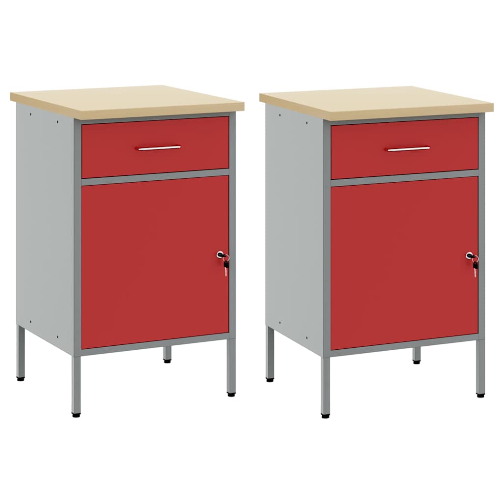 Werk kast met lade 2 pcs Rood en Grijs 100 x 55 x 85 cm is nu te koop bij PeponiXL, paradijselijk wonen!