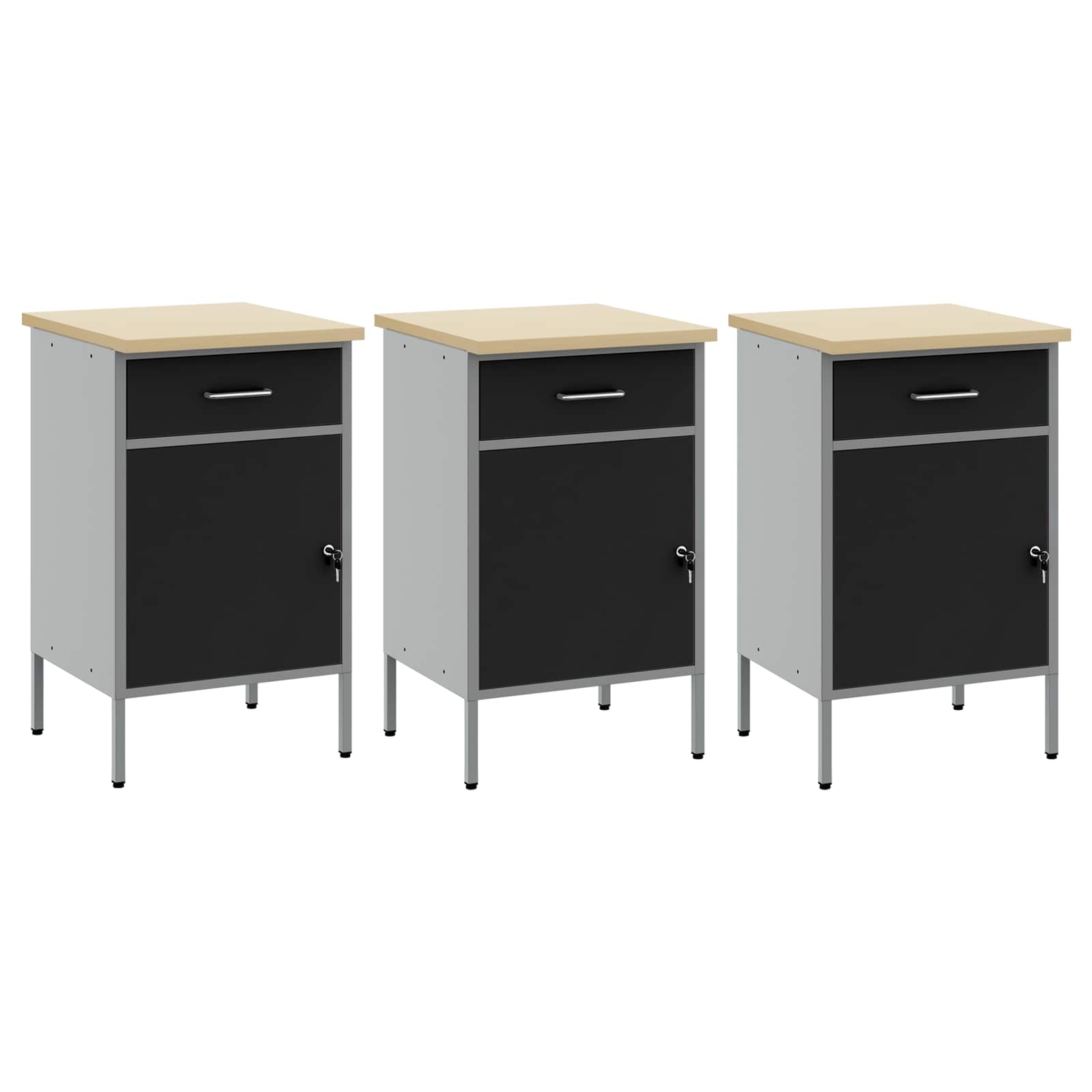 Werk kast met lade 3 pcs Zwart en Grijs 150 x 55 x 85 cm is nu te koop bij PeponiXL, paradijselijk wonen!