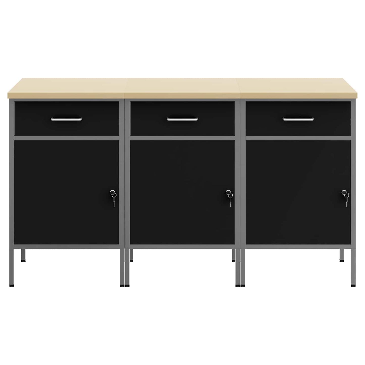 Werk kast met lade 3 pcs Zwart en Grijs 150 x 55 x 85 cm is nu te koop bij PeponiXL, paradijselijk wonen!
