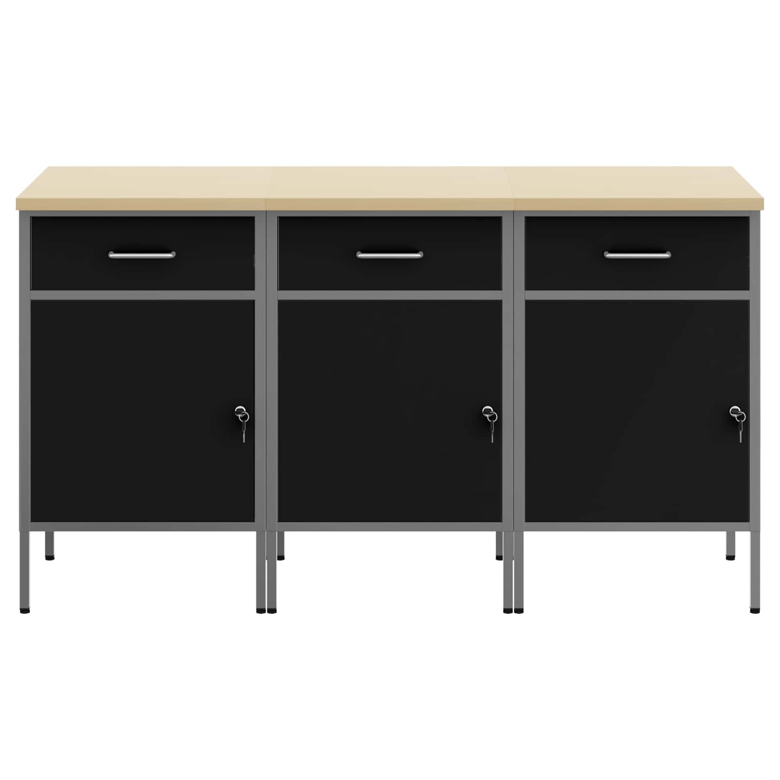 Werk kast met lade 3 pcs Zwart en Grijs 150 x 55 x 85 cm is nu te koop bij PeponiXL, paradijselijk wonen!