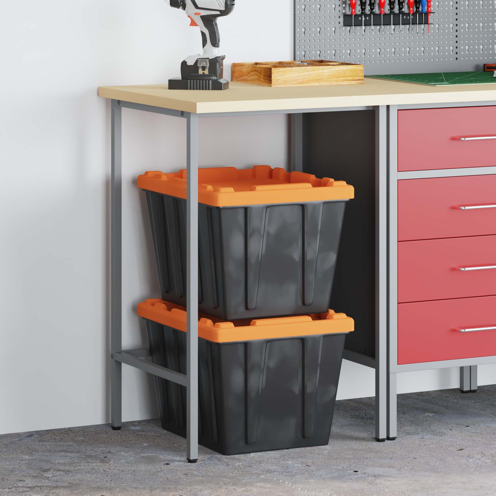 Werk kast met lade met wiel 3 pcs Rood en Grijs 75 x 45 x 85 cm is nu te koop bij PeponiXL, paradijselijk wonen!