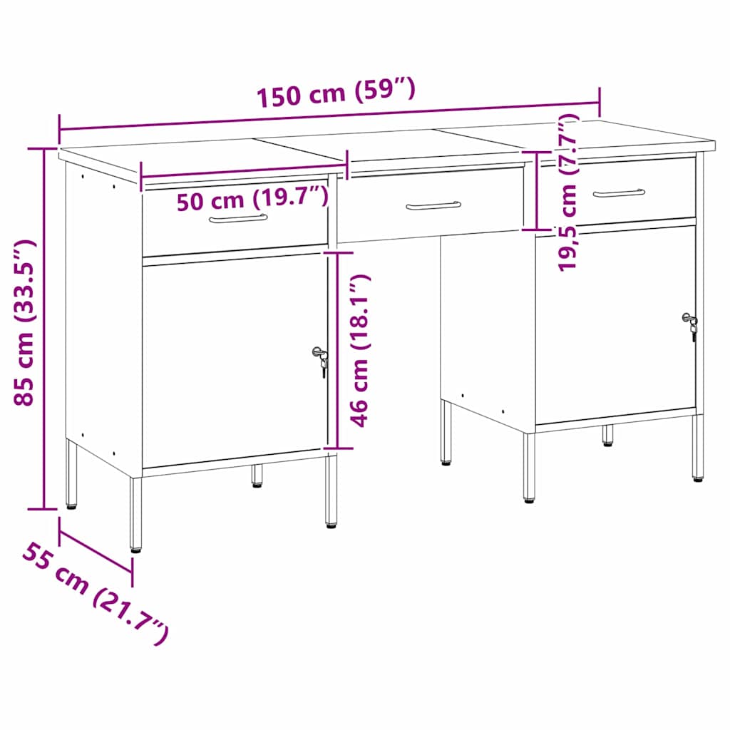 Werk kast 3 pcs Rood 150 x 55 x 85 cm Engineered hout en staal is nu te koop bij PeponiXL, paradijselijk wonen!
